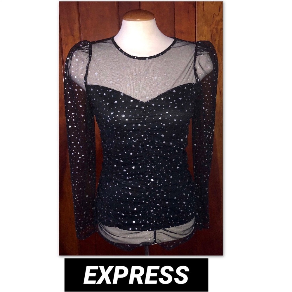 EXPRESS SILVER METALLIC STAR TOP